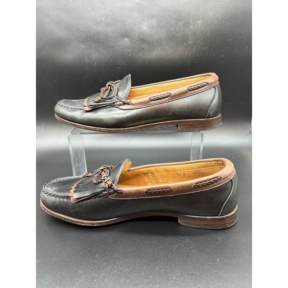 VTG Allen Edmonds Men Black Brown Leather Woodstock Loafers Sz 11 E Quiet Luxury